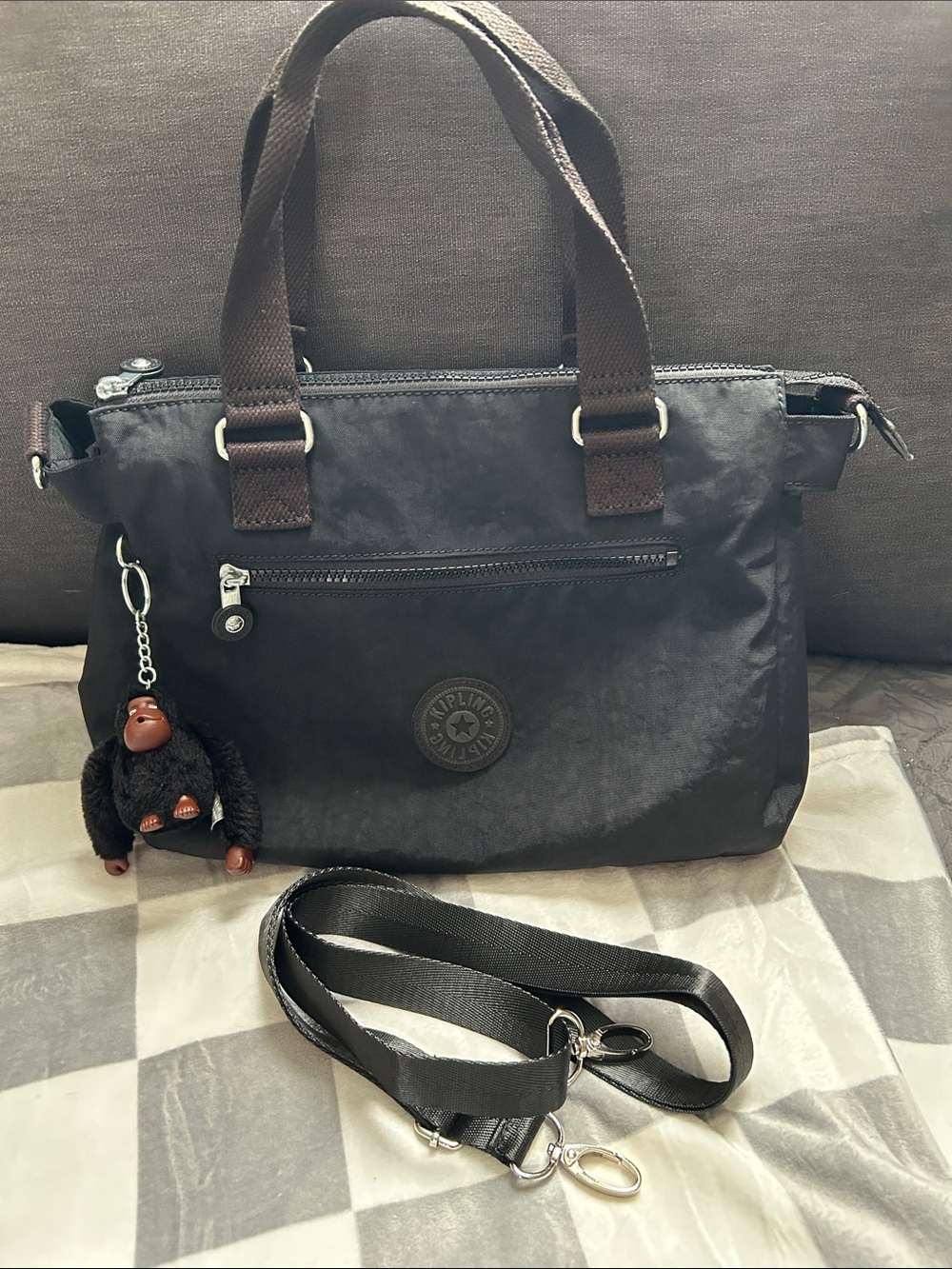 Kipling Black Nylon small Tote Bag crossbody